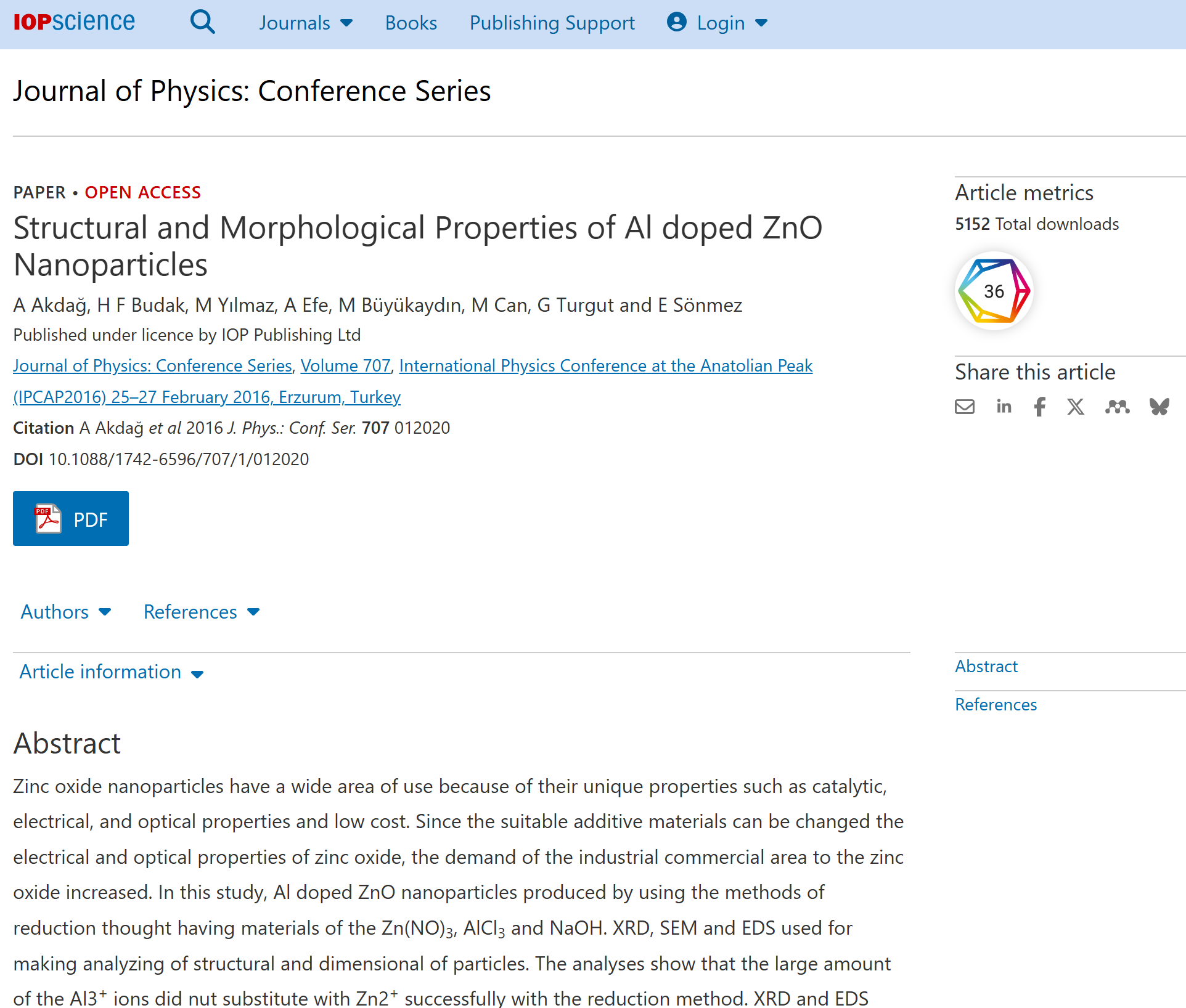 Structural and morphological properties of Al doped ZnO nanoparticles