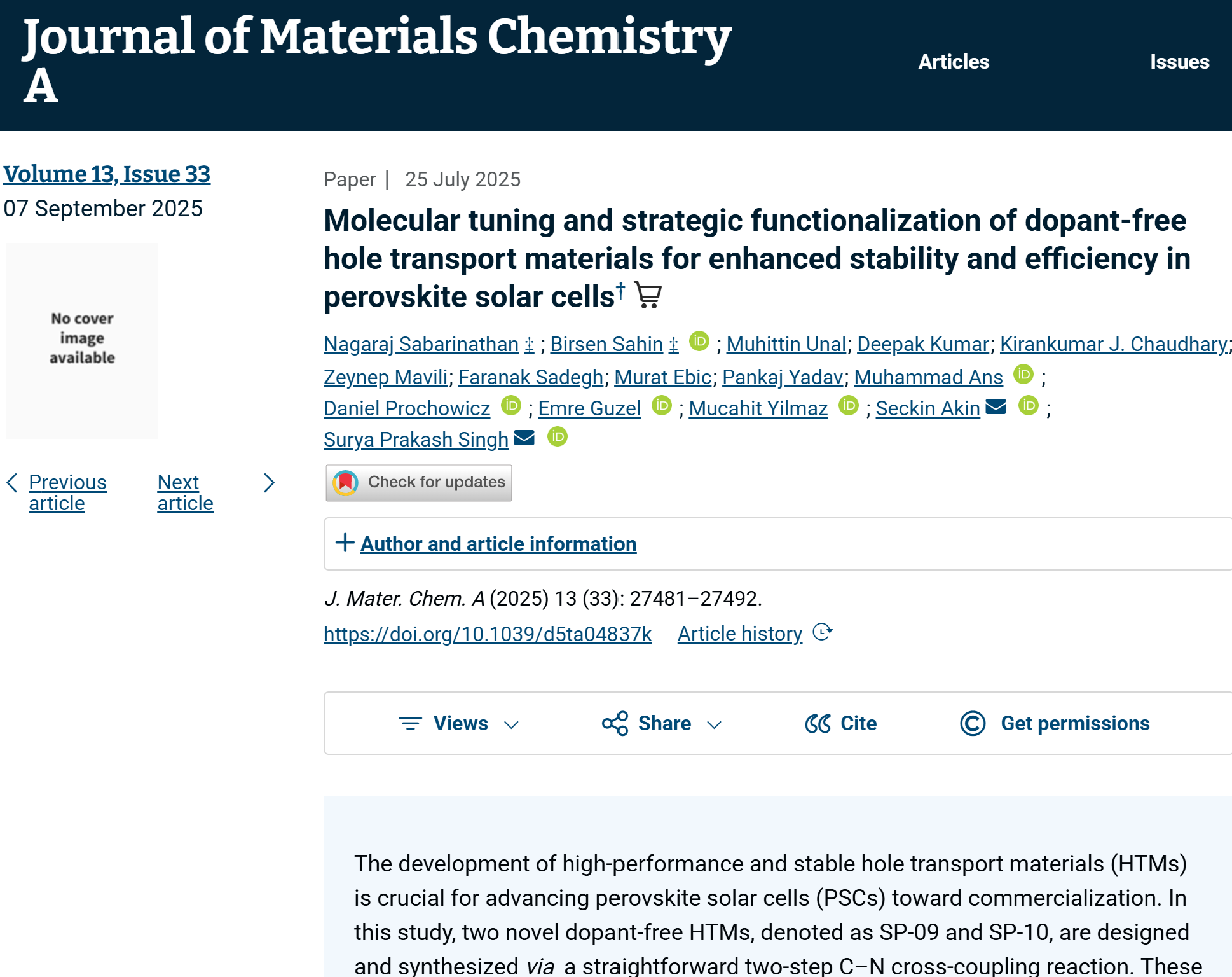 Molecular tuning and strategic functionalization of dopant-free hole transport materials for enhanced stability and efficiency in perovskite solar cells